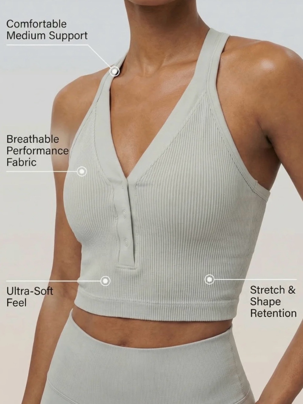 White Ribbed CoreFit Racerback Sports Bra size Large - Picture 8 of 8